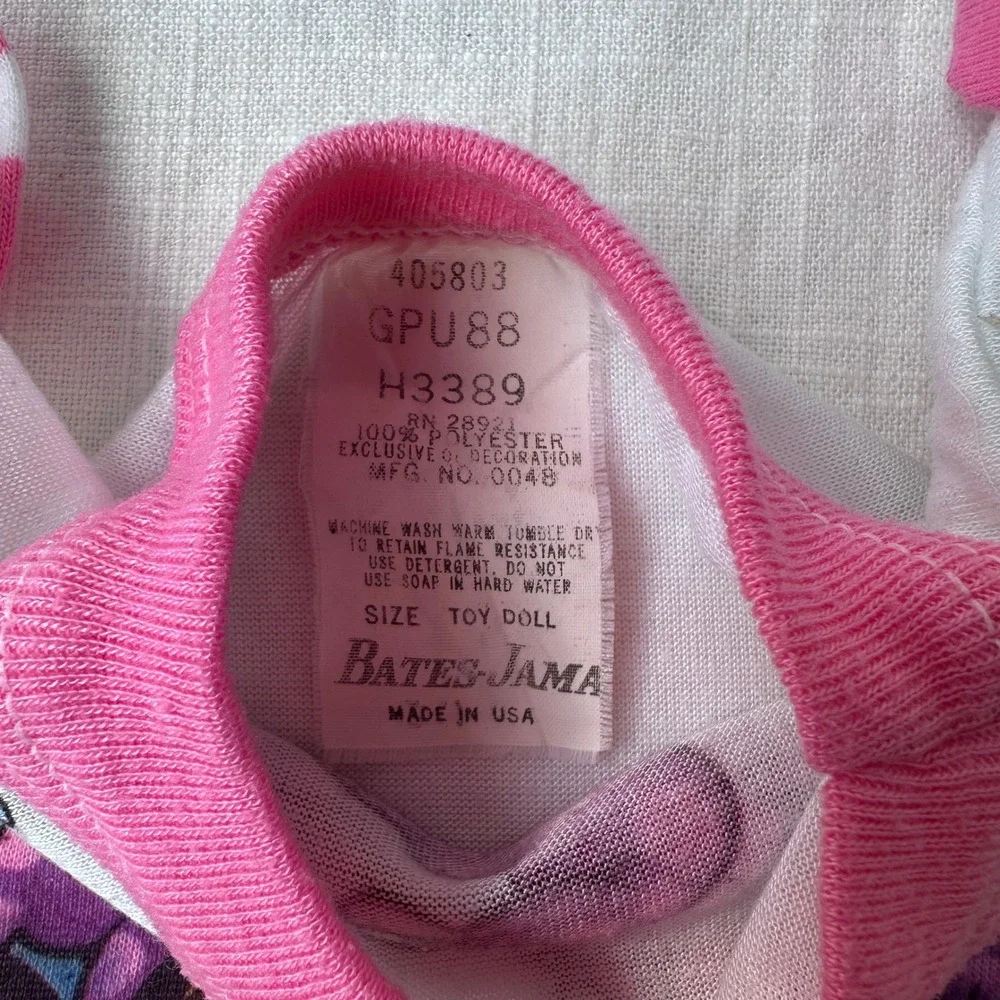 Vintage 80s Garfield Doll Shirt Bates-Jama Pink Ruffle Jester Toy Clothes 70s